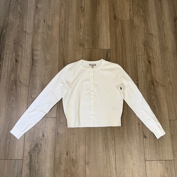 J.Crew New Jackie Cardigan SZS White Egyptian Cotton Button Up Crewneck Stretch - Picture 4 of 9